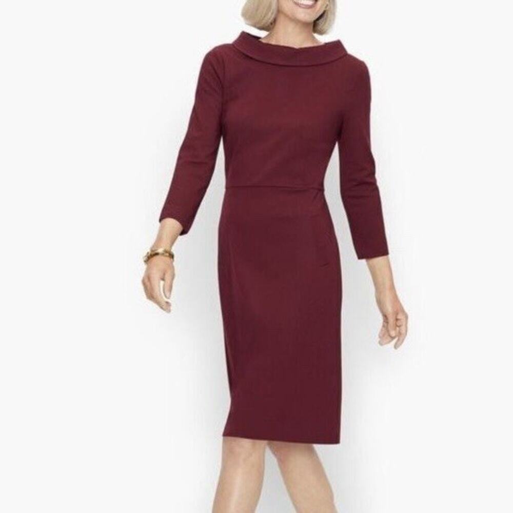 NWT Talbots Audrey Ponte Knit Burgundy Dress Stretch Plus size 24W